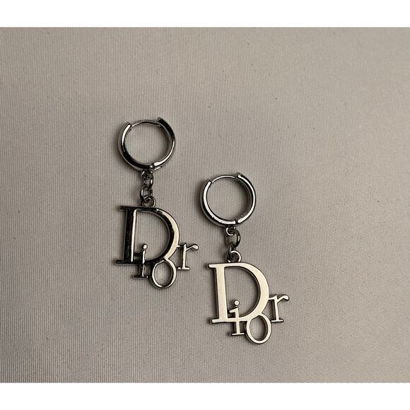 Christian Dior Silver DIOR Huggie Hoop Earrings - Picture 5 of 6